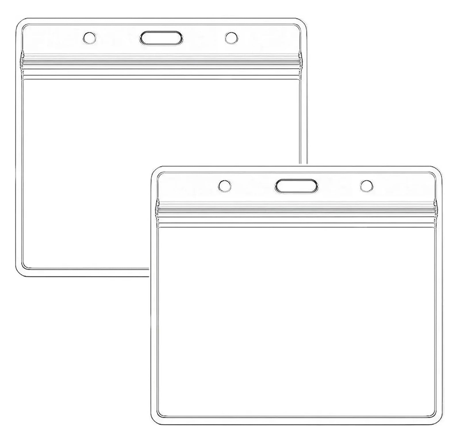 Lot de 10 cordons tour de cou avec porte-cartes en plastique transparent