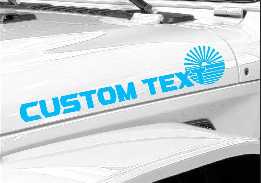 Custom Name for Jeep Hood Side Decal – Personalized Text with Sunset – 23” x 3.2” Vinyl Sticker – Multiple Colors – Fits Wrangler, Gladiator & More