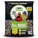 Cool Birds All Birds Wild Bird Seed – 10 lb. Classic Blend with Black Oil Sunflower, White Millet, Safflower, Peanuts & Sunflower Hearts – Balanced Bird Food for Outside Feeders