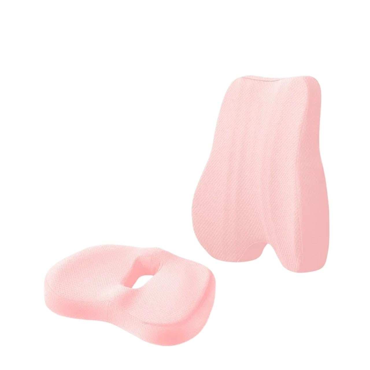 Cuscino for sedile in memory foam, supporto for la schiena, set di cuscini ortopedici ergonomici, cuscinetto lombare for sedia da ufficio, auto(Cushion Set Pink)