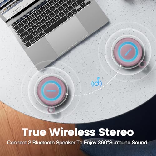 Image of Bluetooth Speaker Wireless,IP67 Waterproof & Dustproof Portable Speaker with Lights,15W Loud Stereo Sound, 2500mAh Battery All Day Playtime, TWS Pairing, BT5.3, Home /Party /Outdoor /Beach (Dusty Pink)