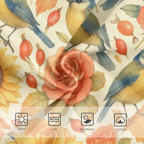 Joisal Watercolor Birds Sunflowers Beige Panties for Girl Toddlers Underwear Floral Cotton Personalized Briefs Underpants 2t3