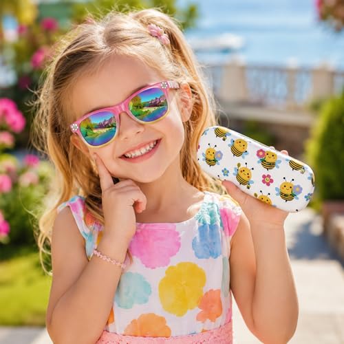Image of Kids Sunglasses for Girls with Eyeglasses Case for Party Beach Dress Up Glasses