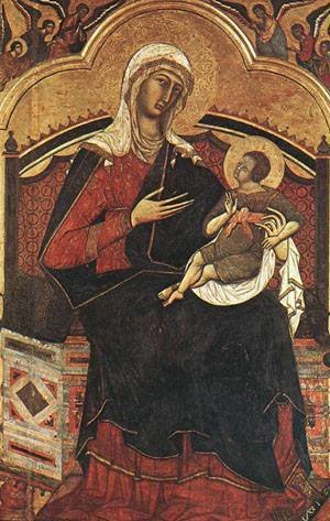 Peinture à l'huile Madonna and Child décoration murale salon Guido Da Siena