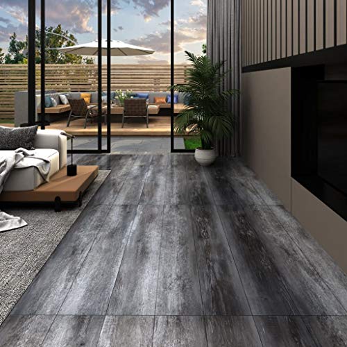 UnfadeMemory Suelo de Vinilo Autoadhesivo para el Suelo,Decorativo para Cocinas Baños Salones,Resistente y Antideslizante,5,02m²,36 uds (Gris Brillante)