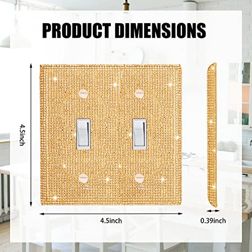 Image of Shiny Golden Rhinestones Wall Plate Cover Double Toggle Toggle Light Switch Cover Rhinestones Decorative Outlet Covers Wall Plate 2 Gang Decorative