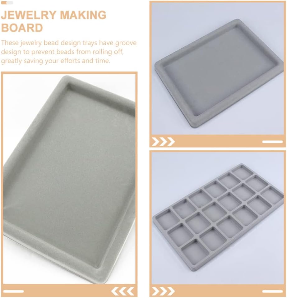 Beavorty Bead Board Jewelry Making Board with 18-Grid Beading Tray Bracelet Design for Stringing Sorting Organizing Beads Diy Craft Tool 8.26 X 4.80 X 0.78 in