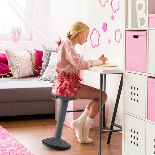 Image of GLACER Wobble Stool, Height Adjustable 16.5-24 inch Flexible Seating (Grey) | Wobble Chair with 360 Rocking, Non-Slip Base, Convenient Handle, No Assembly, Active Seating for Classroom, Home, Office