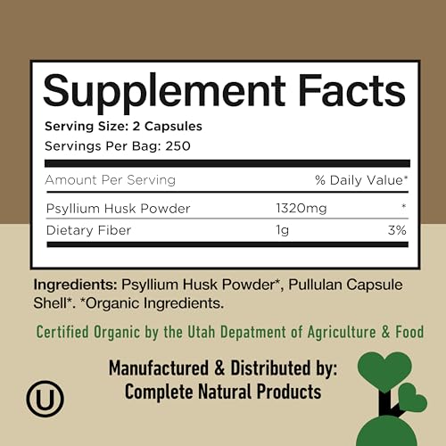 Image of CNP | Organic Psyllium Husk Capsules 660mg - Fiber Caps Colon Aid 500ct