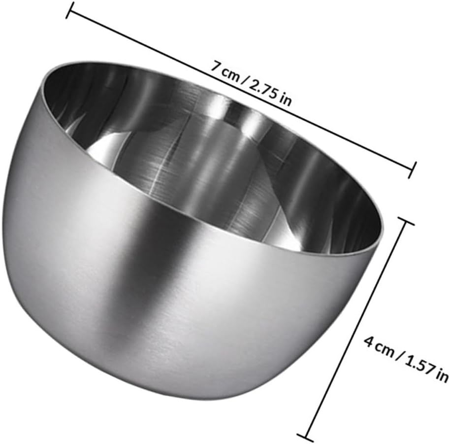 2pcs Heat-resisting Stainless Steel Small Sauce Bowls for Steak and Salad, round Mustard and Seasoning Containers for Dining and Hot-pot, Reusable Condiment Cups for Home