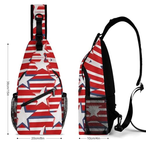 Mochila tipo sling con bandera rayas estrellas blanca miniatura 2