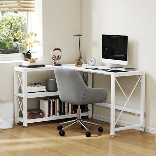 Table d'ordinateur pour petits espaces bureau angle réversible blanc - 7