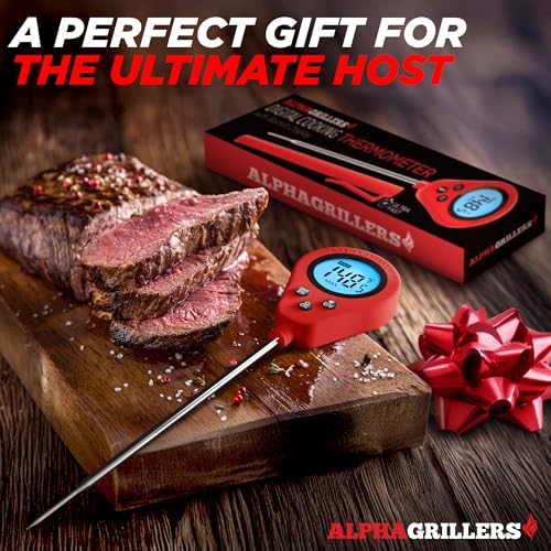 Alpha Grillers Instant Read Meat Thermometer Digital Food Thermometer for Cooking Grilling Bread Baking Liquids and Air Fryer with Temperature Guide, Long Probe and Large Backlit Display - Thumbnail 6