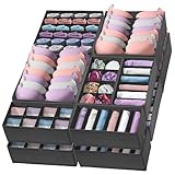 Reli. Sock Organizer (14 Pack) | 132 Cell Underwear Organizer | Drawer Dividers for Underwear, Sock, Tie, Bras, Clothing, Baby Clothes | Foldable Fabric Storage Bins for Drawer, Closet, Dresser (Gray)