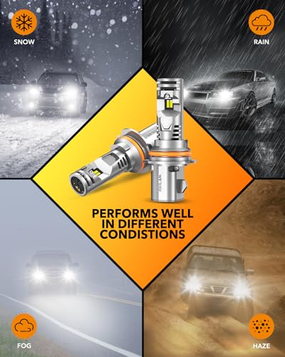 Image of OXILAM Q36 9007 /HB5 Bulbs 2025, 20000LM Super Bright, 6000K Cool White 9007 /HB5 Fog Light Bulbs, 3min Plug and Play, IP68, Pack of 2