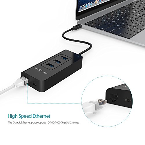 Dodocool Hub USB C com 3 portas USB 3.0 e adaptador Gigabit Ethernet Power Delivery 2.0 para Apple M