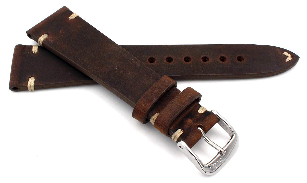 Rios1931 Sagittarius Bracelet de montre en cuir de vachette marron vintage Marron 20 mm