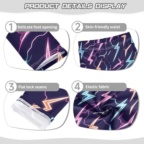 Lightning Bolts Girls' Leggings Toddler Doodles Kids Yoga Pants Dance Active Tights 4T3