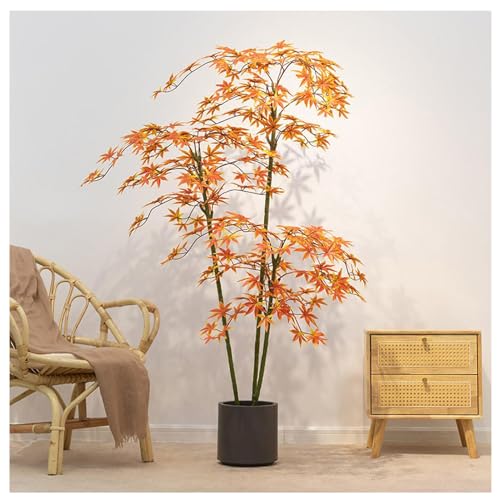 RAUMPA Fall Tree - 6ft Faux Maple Trees Artificial Autumn Japanese Maple with Fake Orange Red Leaves...