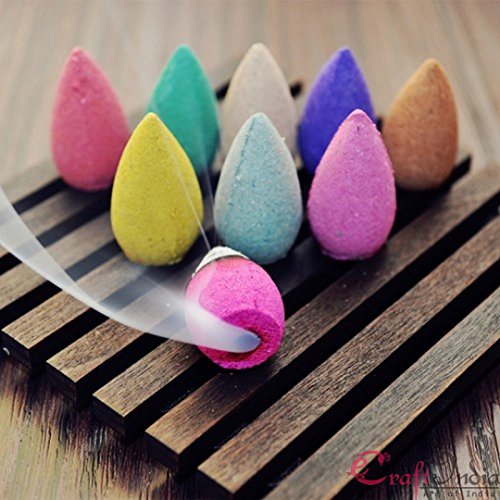 Image of eCraftIndia Backflow Plant Essential Oil and Fragrant Matrix Incense Cone Set (1 cm x 1 cm x 3 cm, IBFCSO30)