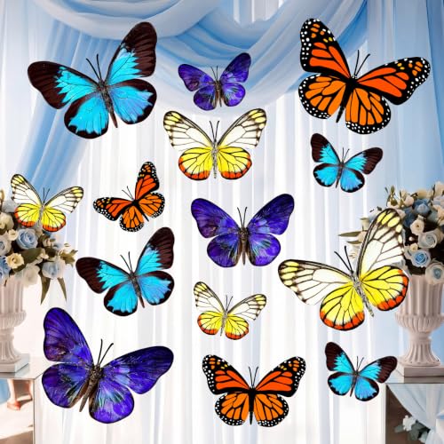 20 Pcs 3D Large Butterfly Decorations Stickers, Dark Color