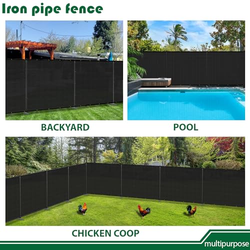 Goleray 6'Hx24'W Outdoor Freestanding Privacy Screen Fence Panels with Iron Poles, Mesh Shade Net Cover Temporary Fencing for Patio Backyard Garden Deck, Black by Goleray - Used condition - Image 7