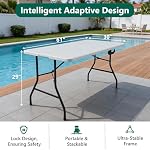 5FT Folding Table, Fold-in-Half Utility Table, White - Image 2