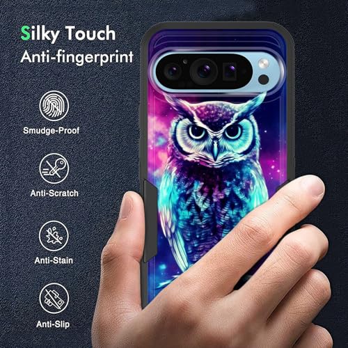 KJFHDJFDH for Google Pixel 10/Pixel 10 Pro 6.3 inch 2025 Case,Dual Layer Hybrid Heavy Duty Rugged Shockproof Hard PC +Soft Silicone Protective Case,Galaxy Owl - image 5