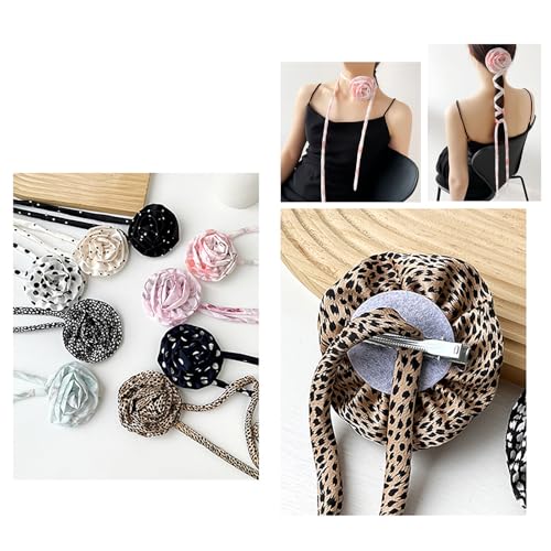 Long Stripe Flower Scarf For Girl Fashion Choker Neck Scarf Neckerchief Music Festival Necktie4