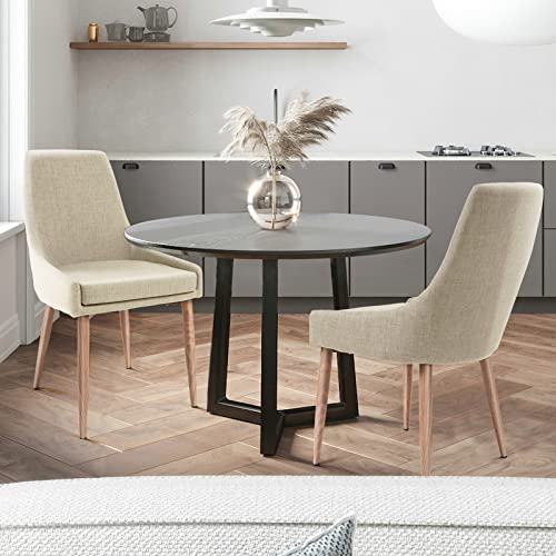 E&D Furniture Dining Chairs, Living Room Chair Set Of 4 Accent Chair With High Back Beige Fabric Dining Comfy Chair For Kitchen Upholstered Dining Chairs Kitchen And Dining Room Metal Leg Chair thumb #7