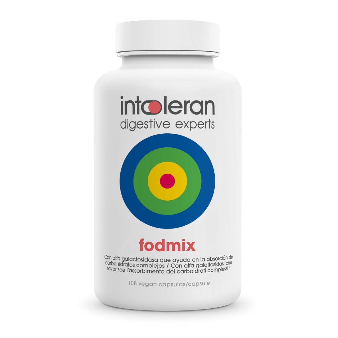 Intoleran Fodmix (Quatrase 10.000) Enzimas Digestivas - 108 cápsulas | Mezcla de enzimas altamente dosificada para FODMAP's | Ayuda en la digestión de Lactosa y Carbohidratos complejos*| Vegano