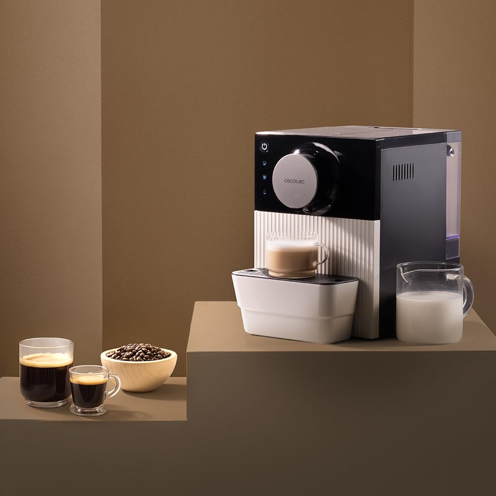 Cecotec Macchina da Caffè Superautomatica Compatta Cremmaet Cube. 1350W, Sistema Pressatura 10g, Pre-Infusione, 19 Bar, Sistema Thermoblock, 5 Livelli Macinatura, Pannello Controllo Tattile