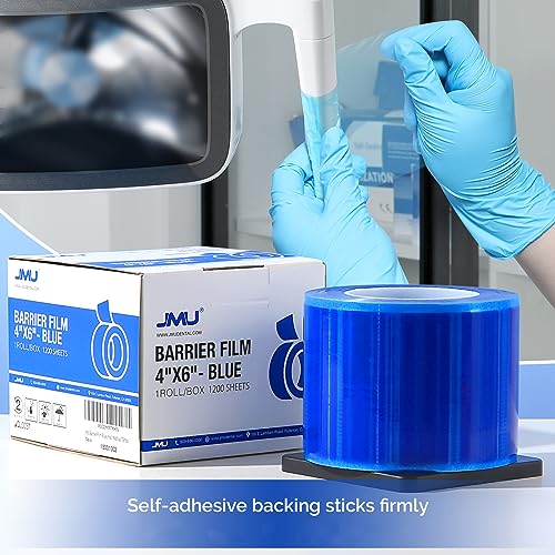 Jmu Blue Barrier Film, Barrier Film Tattoo 4" X 6" Barrier Tape, Dental Barrier Film Roll (1 Rolls, 1200 Sheets) #TOP5