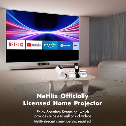 Image of [Officially Licensed] Tecaki Mini Projector, Portable Smart Projector with WiFi and Bluetooth, 180 Rotatable Stand, Auto Keystone & Electric Focus, 4K Supported