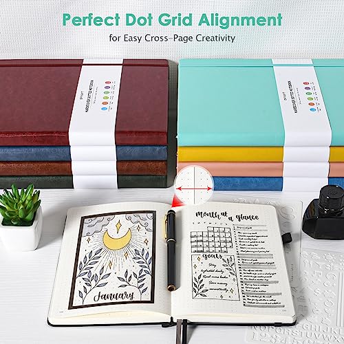 Image of 5 Pack Bullet Dotted Notebook Bulk, A5, 312 Numbered Pages Dot Journal Set