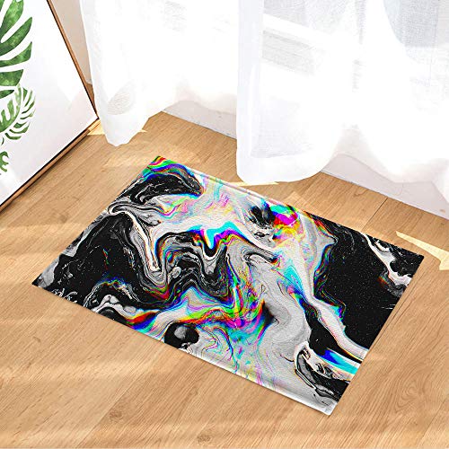 Black And White Mable Shower Curtain Cool Colorful Gouache Rainbow Gold Crack Shower Curtain Set, Abstract Trippy Waterproof Shower Curtain Marble, Hooks Included,72X72 #TOP4