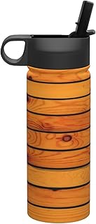 18 Oz Classic nautical brown wooden ship deck Insulated Bottles with Straw Lid, Stainless Steel Water Bottles, Leak Proof