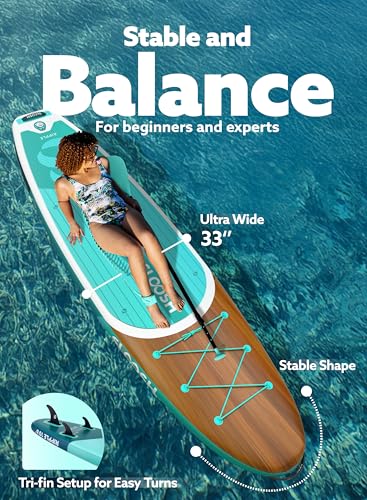 Image of SLOOSH Inflatable Stand Up Paddle Board, Inflatable Paddle Boards with Premium Accessories, Non-Slip EVA Deck, Ultra-Light Carry Bag Pump, Blow Up SUP for All Skill Levels