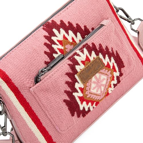 Image of Wrangler Western Aztec Crossbody Bags for Women Multi Pocket Over Shoulder Crossbody Purse with Guitar Strap