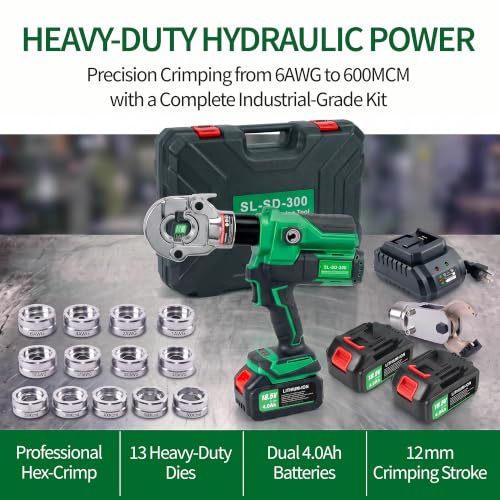 18V Cordless Hydraulic Cable Crimper include 15 Set U Dies - Image 4