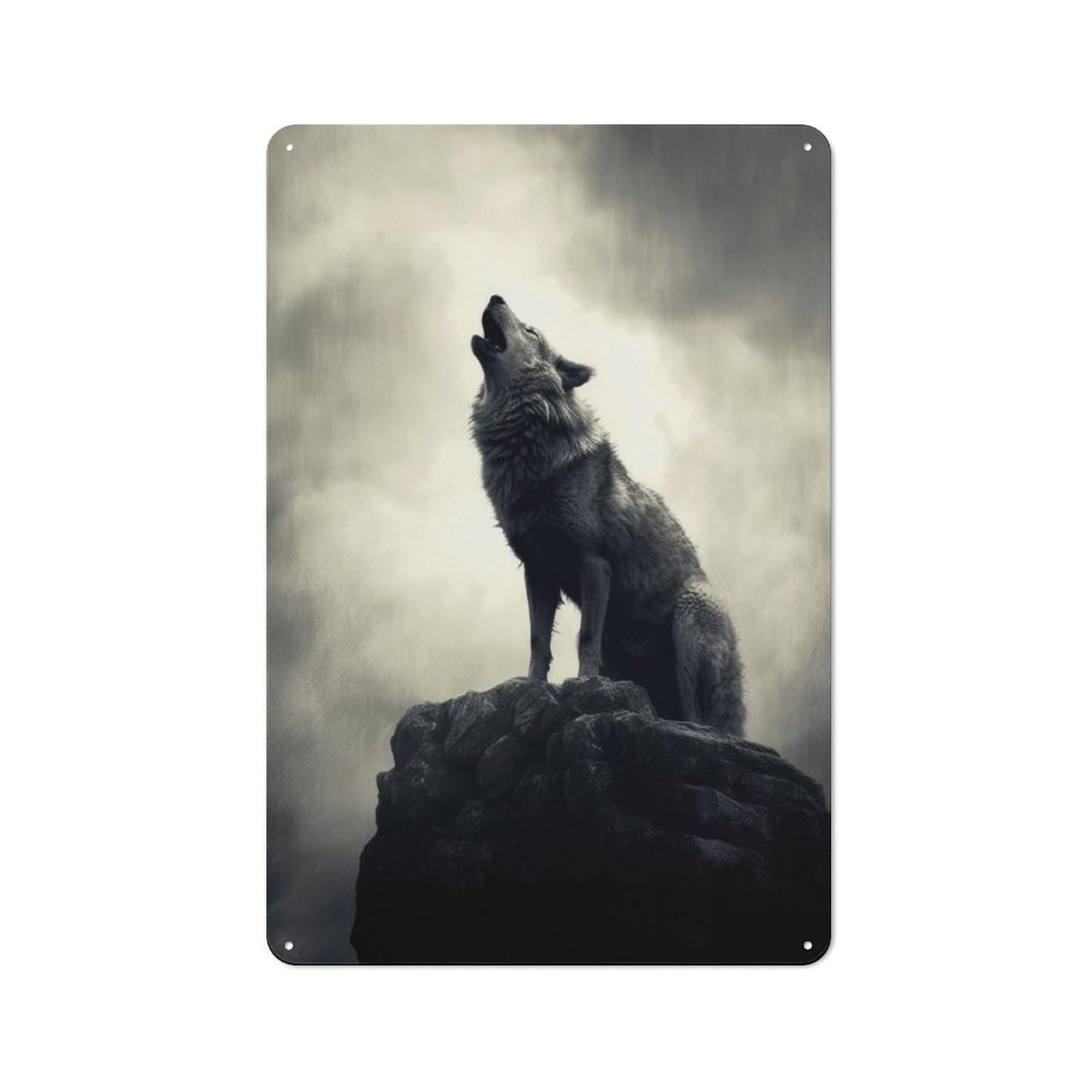 Junmoney Wolf Howling Metal Sign 30X20cm With For Home Bar Wall, Rustic Decor, For Collectors Decorating Home Bars And Entertaining Spaces