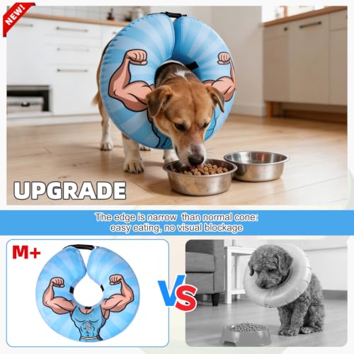 Image of KOOLTAIL Inflatable Dog Cone Collar, Soft Donut E Collar for Dogs After Surgery to Stop Licking Enhanced Alternative, Blow Up Pet Neck Pillow Recovery Adjustable Cone for Dog Cat, Hercules L
