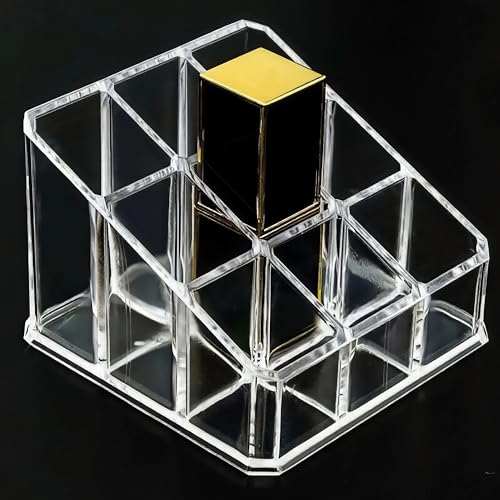 Image of Sooyee Acrylic Lipstick Case - Lipstick Holder & Cosmetic Organizer With 9 Spaces - Clear
