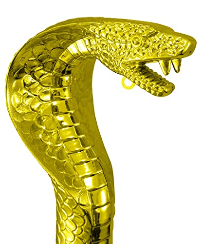Nicky Bigs Novelties Snake Staff Gold Black 49 in Voodoo Cobra Snakes Cane Anibus Egyptian Ankh Pharaoh Staffs Wizard Witch Scepter Wand Halloween Cosplay Costume Accessory Adjustable Size for Adults