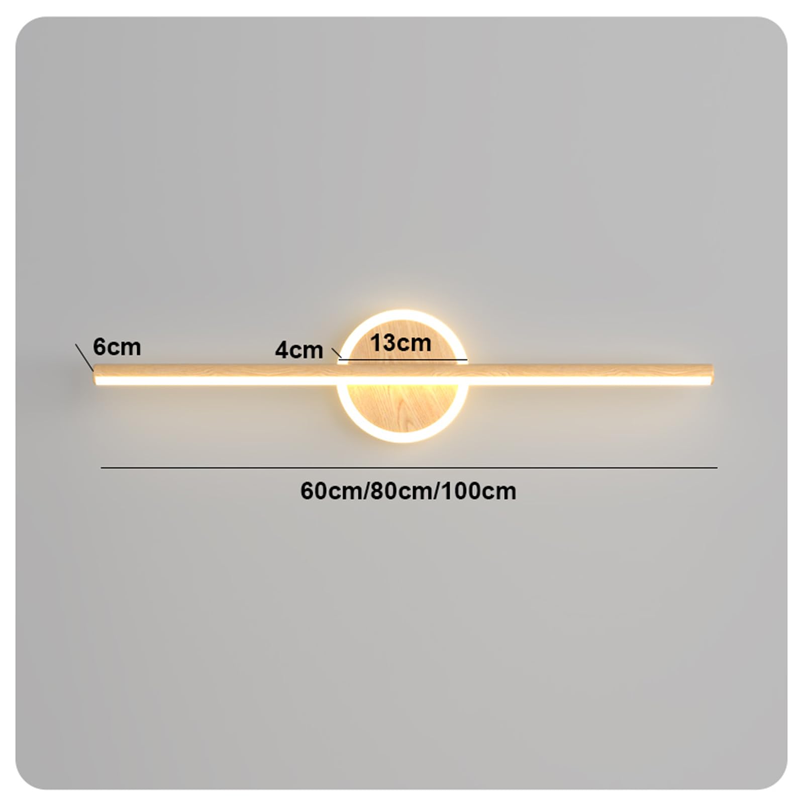 Lámpara de tocador Moderna con Espejo y Vetas de Madera, Aplique de Pared LED, luz de baño, luz de Estilo rústico, lámpara de Pared para mesita de Noche, para gabinete de baño