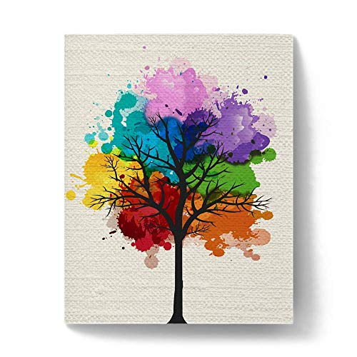 Chakra Rainbow Tree Wall Art Print, Tree Nature Home Decor, Splatter Tree Art, 8x10 Print