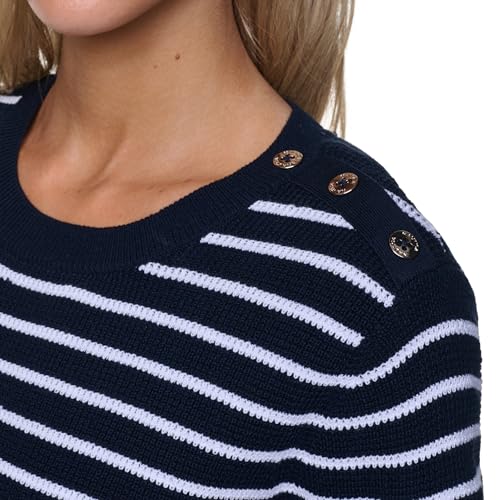 Image of Nautica Women's Crew Neck Solid Short Sleeve Sweater