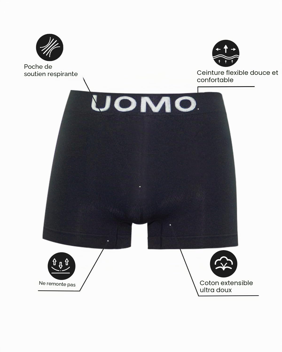 Channo Boxers en Nylon sans Coutures pour Homme, Doux, Élastiques et Confortables - Collection Uomo