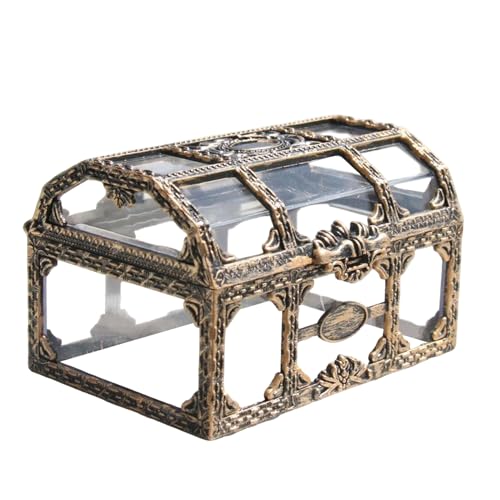 Genérico Cofre Pirata Transparente - Caja De Almacenamiento Colección Tesoros - Baúl Vintage Para Dulces Carnaval Halloween Recuerdos Accesorios Escénicos Hogar Niño Niña