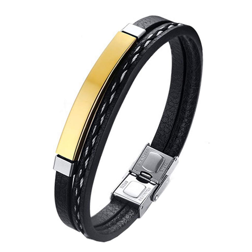 LEGADO Pulsera hombre, cuero pu y acero inoxidable, brazalete vikingo chico negra combinable con anillo pendiente collar colgante o tobillera muñequera, personalizable